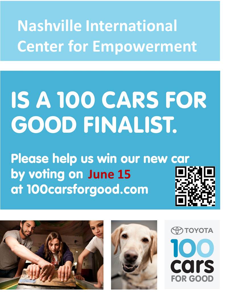 NICE is one of 500 Finalists for Toyota’s 100 Cars for Good Program!