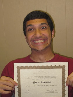 July 2013 Volunteer of the Month: Tony Hanna